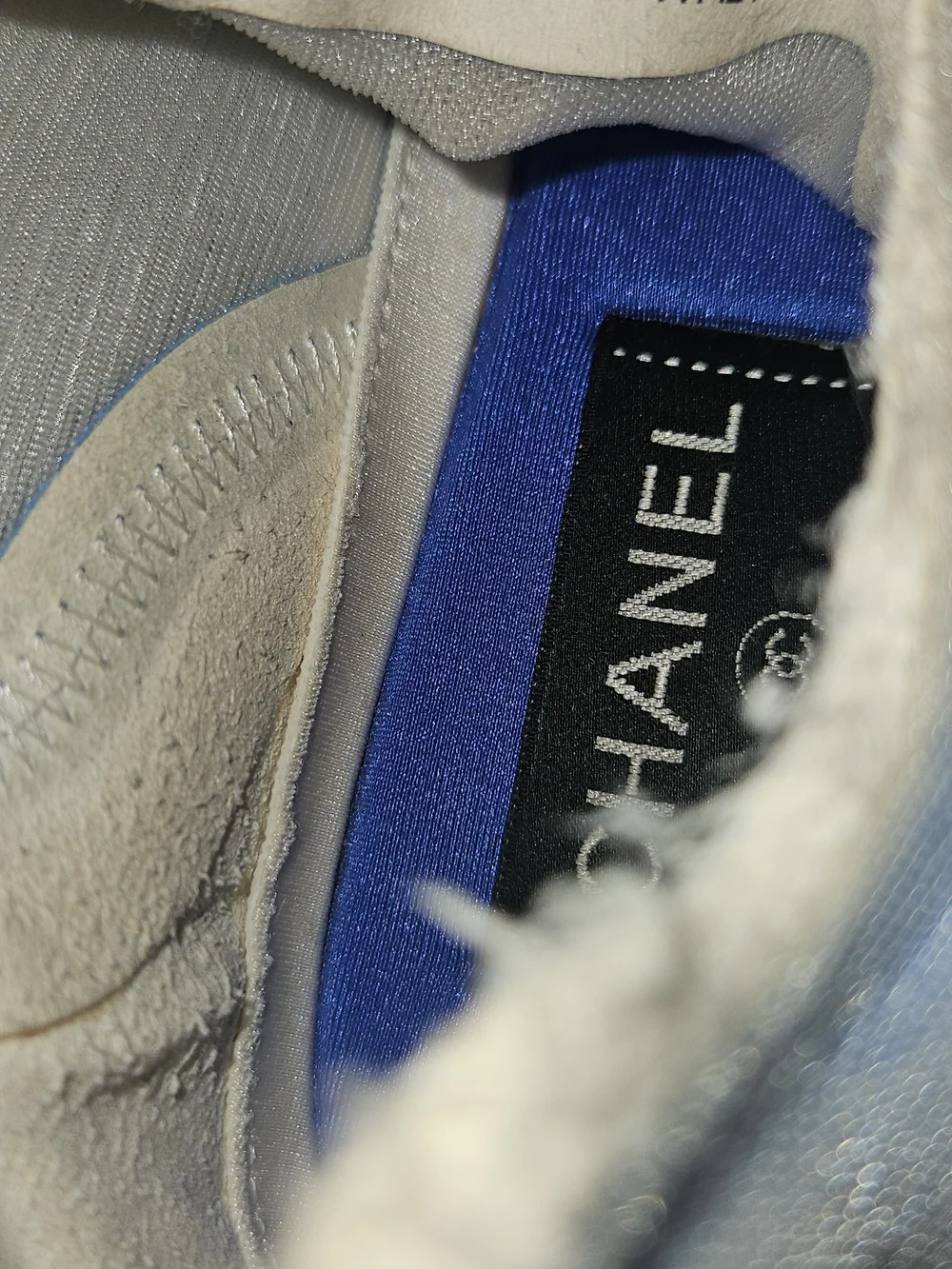 CHANEL Light Blue and Royal Blue Lace-Up Sneakers